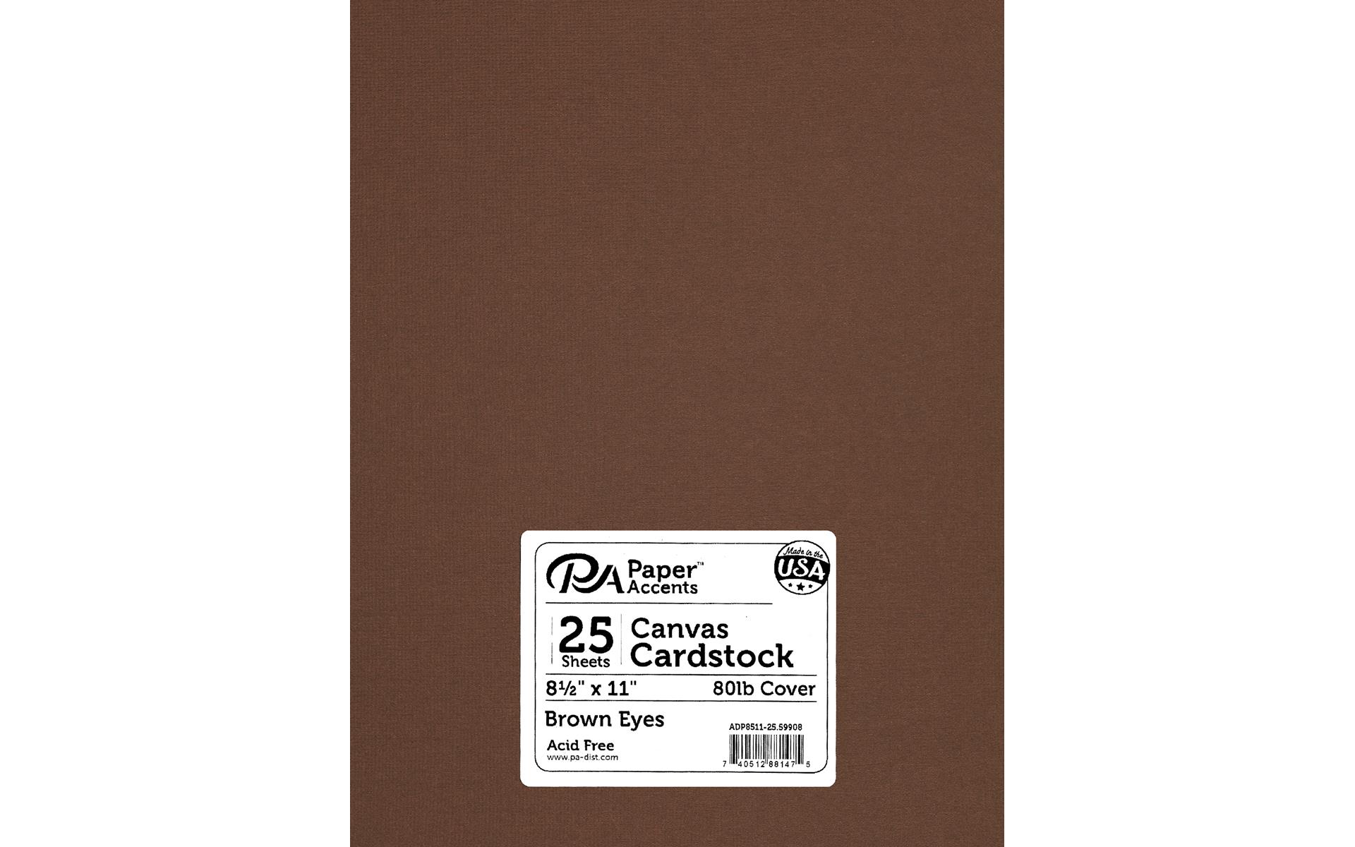 PA Paper Accents Canvas Cardstock 8.5 x 11 Brown Eyes, 80lb
